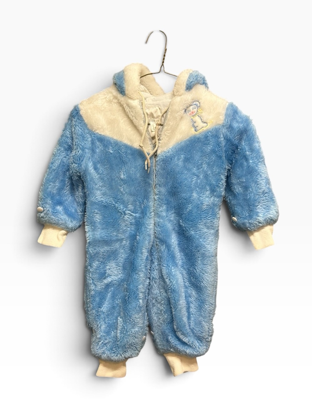 Vintage Blue White Hoodie Baby Snowsuit Size 24 months